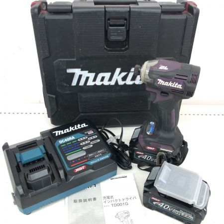 ДД MAKITA マキタ インパクトドライバ  程度B 充電器・充電池2個・ケース付 コードレス式 40v TD001GDXAP パープル