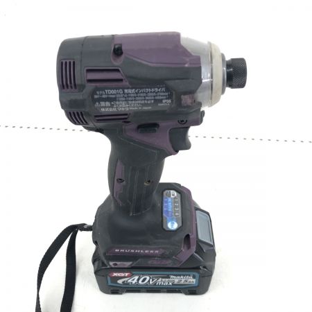 ДД MAKITA マキタ インパクトドライバ  程度B 充電器・充電池2個・ケース付 コードレス式 40v TD001GDXAP パープル