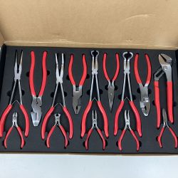MAC TOOLS マック 14種プライヤーセット ロングノーズ ニッパー ペンチ ケース付 P301816 レッド×黒 Bランク