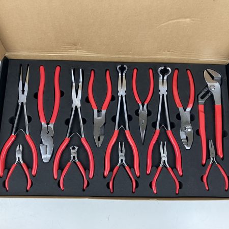 MAC TOOLS マック 14種プライヤーセット ロングノーズ ニッパー ペンチ ケース付 P301816 レッド×黒