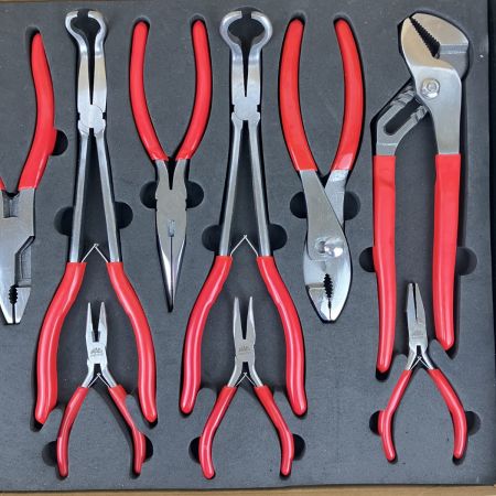 MAC TOOLS マック 14種プライヤーセット ロングノーズ ニッパー ペンチ ケース付 P301816 レッド×黒