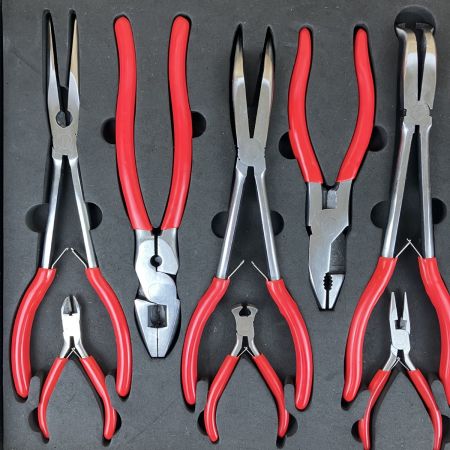 MAC TOOLS マック 14種プライヤーセット ロングノーズ ニッパー ペンチ ケース付 P301816 レッド×黒