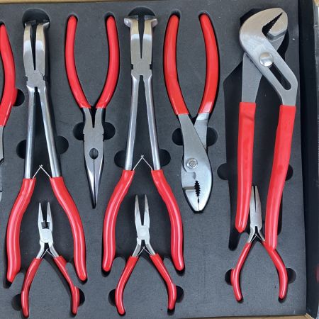 MAC TOOLS マック 14種プライヤーセット ロングノーズ ニッパー ペンチ ケース付 P301816 レッド×黒
