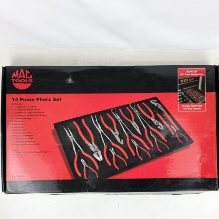 MAC TOOLS マック 14種プライヤーセット ロングノーズ ニッパー ペンチ ケース付 P301816 レッド×黒