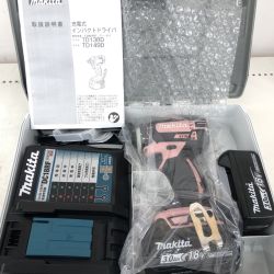 ДД MAKITA マキタ インパクトドライバ 程度A 充電器・充電池2個・ケース付 コードレス式 18v TD149D ピンク Aランク