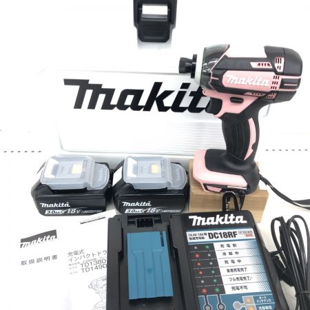 ДД MAKITA マキタ インパクトドライバ 程度A 充電器・充電池2個・ケース付 コードレス式 18v TD149D ピンク