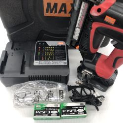 ДД MAX マックス ピンタッカ 程度B 充電器・充電池1個・ケース付 コードレス式 18v TJ-35P3 レッド Bランク