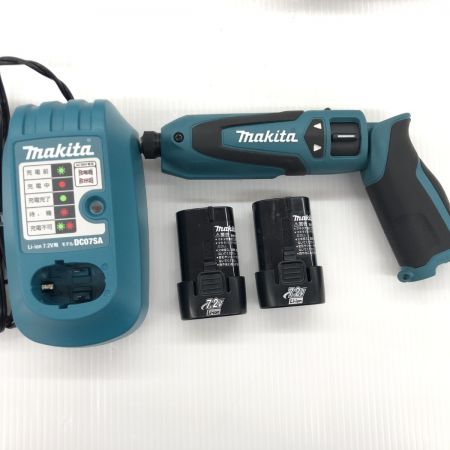 ДД MAKITA マキタ ペンインパクトドライバ   程度A 充電器・充電池2個・ケース付 コードレス式 7.2v  TD021DS ブルー