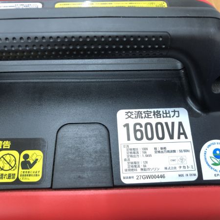 ДД NAKATOMI インバーター発電機   4サイクル 27GW00446 EIVG-1600D レッド