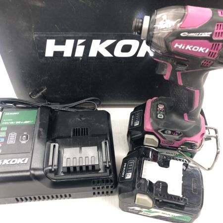 ДД HiKOKI ハイコーキ  インパクトドライバ   程度B 充電器・充電池2個・ケース付 18v JO13634 WH18DDL2 ピンク
