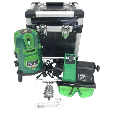 ДД TAKAGI レーザー墨出し器  程度B バッテリ1個・受光器・ACアダプタ・ケース付 グリーンレーザー ZHS01591 使用感有 TGL-9PN グリーン