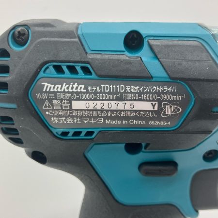 ДД MAKITA マキタ 10.8v 充電式インパクトドライバ 充電器・充電池2個・ケース付 TD111D ブルー