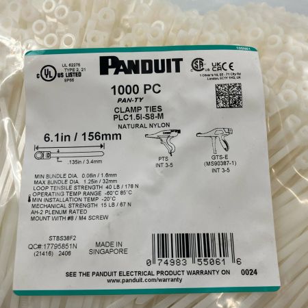 ДД PANDUIT  結束バンド１０００本 PLC1.5I-S8-M