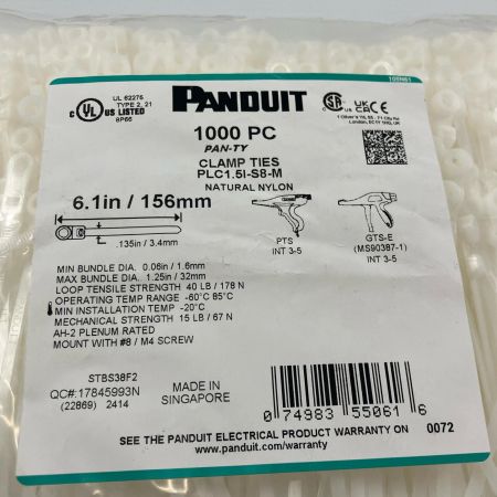 ДД PANDUIT  結束バンド 1000本 PLC1.5I-S8-M