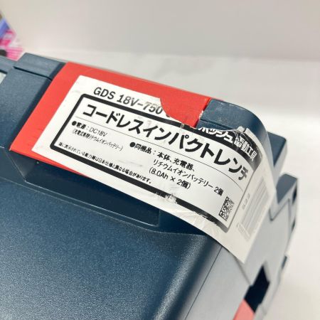 ДД BOSCH ボッシュ 18v 充電式インパクトレンチ 充電器・充電池2個(8.0Ah)・ケース付 未開封品 GDS18V-750 C