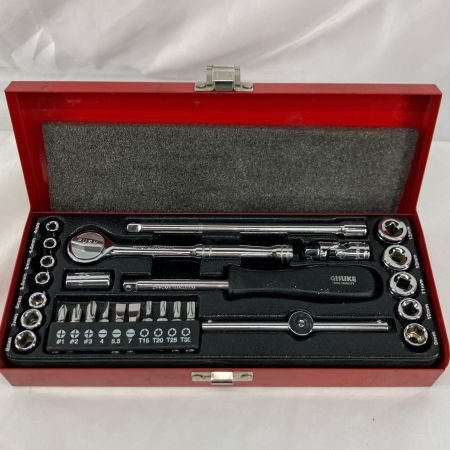 GISUKE ハンドツール レンチセット S-500 シルバー×レッド 28ピース