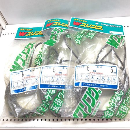 トゲなし玉掛ワイヤ 径6mmx長さ5m 3個セット