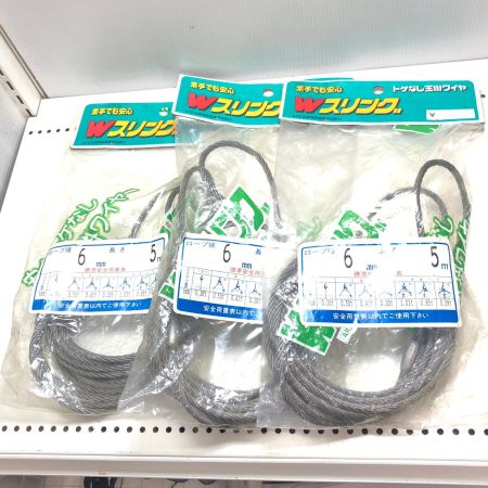 トゲなし玉掛ワイヤ径6mmx長さ5m 3個セット