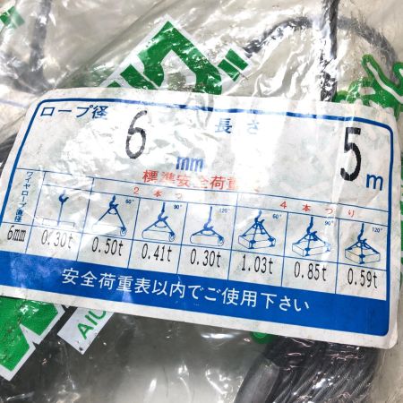 トゲなし玉掛ワイヤ径6mmx長さ5m 3個セット