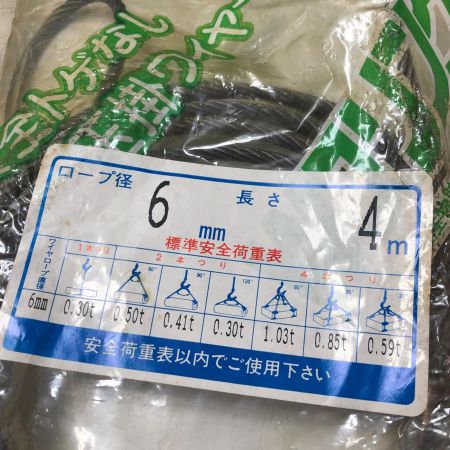 トゲなし玉掛ワイヤ径6mmx長さ4m 4個セット
