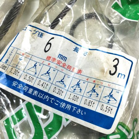 トゲなし玉掛ワイヤ径6mmx長さ3m 4個セット
