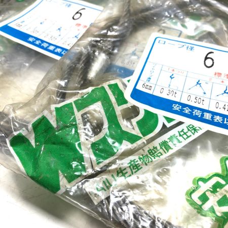 トゲなし玉掛ワイヤ径6mmx長さ2m 6個セット