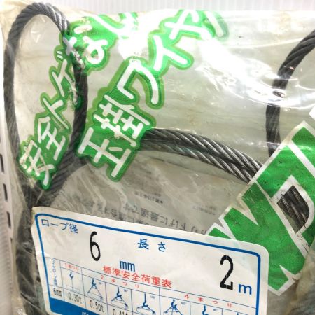 トゲなし玉掛ワイヤ径6mmx長さ2m 6個セット