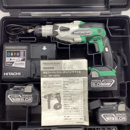 HITACHI 日立 ハンマドリル DH18DSL グリーン 16mm 18v 充電器・充電池3個・ケース付 