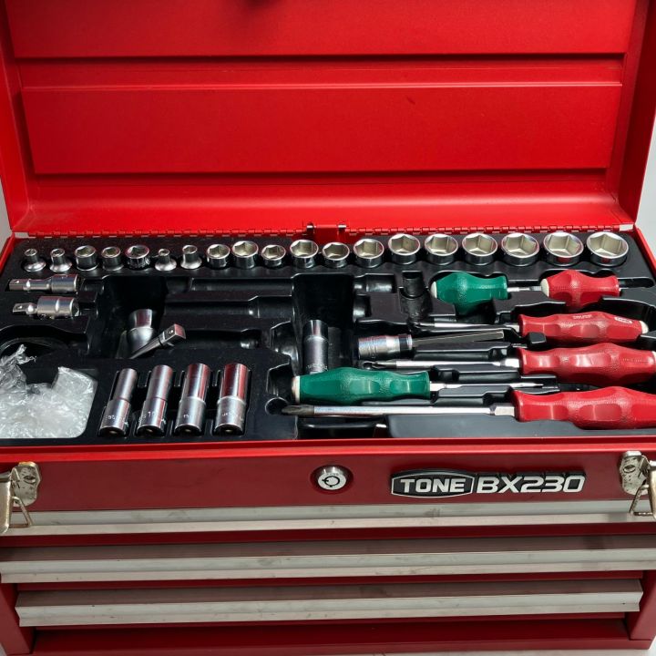TONE トネ 工具 工具セット BX230 レッド ツール付3段・鍵付き - 中古
