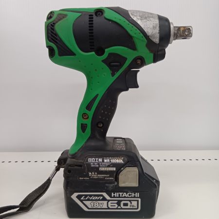 HITACHI 日立 WR 18DBDL グリーン 工具 締め付け工具 インパクトレンチ 程度B 充電器・充電池2個付 コードレス式 18v 6.0Ah 不明 キズ・ヨゴレ有