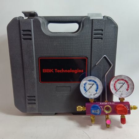 BBKテクノロジーズ マニホールド R410A/R32 ﾎﾞｰﾙﾊﾞﾙﾌﾞ式 程度B ホース3本、ケース付