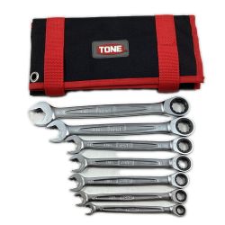 TONE トネ 両口メガネレンチセット RMQ700 収納ポーチ付 7本セット Bランク