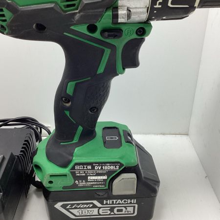 HITACHI 日立 振動ドライバドリル HITACHI DC 18DBL2 グリーン 程度B 充電器・充電池2個・ケース付 コードレス式 13mm 18v J670171 DC 18DBL2 グリーン