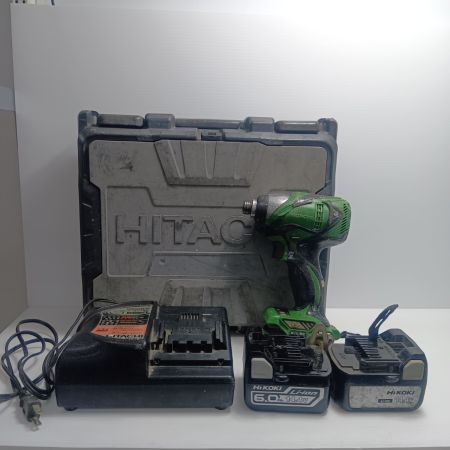 HITACHI 日立 インパクトドライバ　 程度C 充電器・充電池1個・ケース付 コードレス式 14.4v 6.0Ah 321582 WH14DBAL2 グリーン