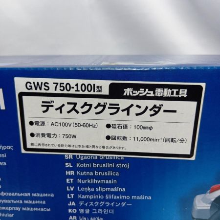 BOSCH ボッシュ ディスクグラインダー GWS750-100 I ブルー 未開封品 付属品完備 コード式 100mm 100v GWS750-100 I ブルー
