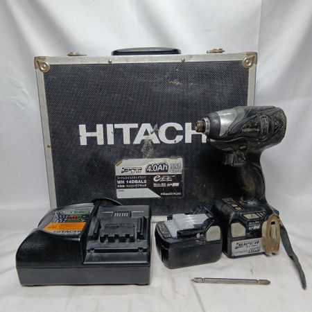 HITACHI 日立 インパクトドライバ WH14DBAL2 ブラック 充電器・充電池2個・ケース付 コードレス式 14.4v 使用感有 WH14DBAL2 ブラック