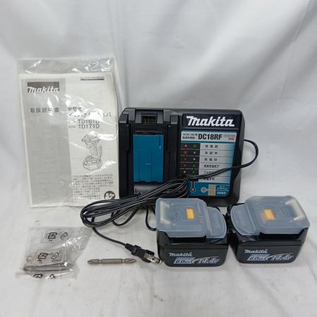 MAKITA マキタ インパクトドライバ TD161DRGX ブルー 程度A 充電器・充電池2個付 コードレス式 14.4v 6.0Ah 38477 美品 TD161DRGX ブルー