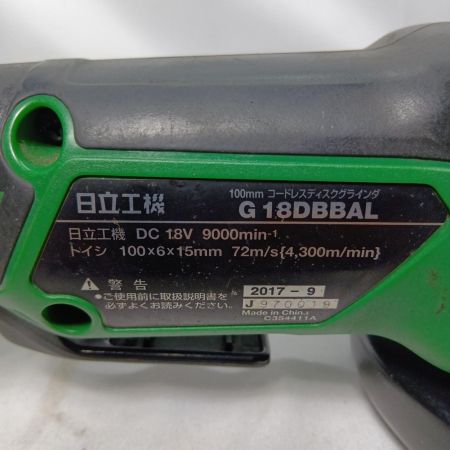 HITACHI 日立 ディスクグラインダー G18DBBAL グリーン 本体のみ コードレス式 18v J970019 使用感有 G18DBBAL グリーン
