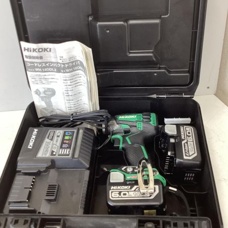 HiKOKI ハイコーキ  程度A 充電器・充電池2個・ケース付 コードレス式 14.4v インパクトドライバ WH14DDL2 グリーン