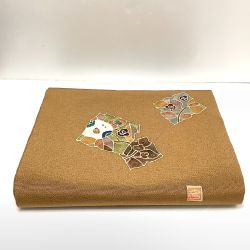 ▲▲  着物 帯 三通柄 名古屋帯 ちりめん 茶系  ブラウン Bランク