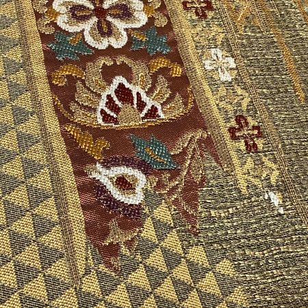   着物 帯 袋帯 シャレフォーマル 六通柄 金 金糸折 花 横柄