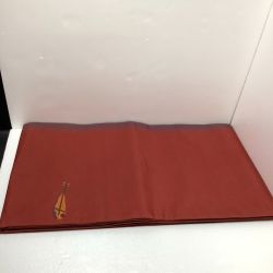 ▲▲  和服 着物 帯 袋帯 紬地 しゃれ帯 洒落帯 琵琶柄 落款  エンジ 紫 x パープル Bランク