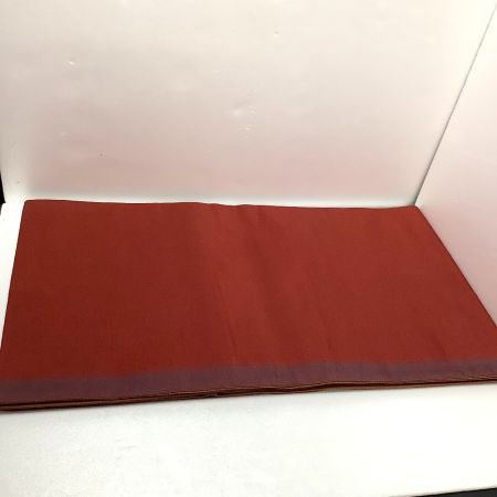   和服 着物 帯 袋帯 紬地 しゃれ帯 洒落帯 琵琶柄 落款  エンジ 紫 x パープル