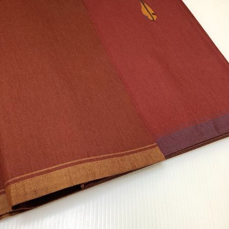   和服 着物 帯 袋帯 紬地 しゃれ帯 洒落帯 琵琶柄 落款  エンジ 紫 x パープル