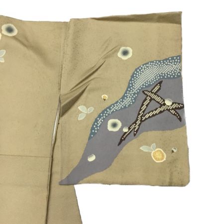   着物　訪問着　ベージュ　きららガード　しぼりプリント ベージュ