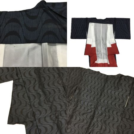   着物 紬 大島紬 小紋 正絹 証紙あり ネイビー ネイビー