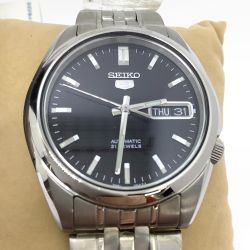 ▲▲ SEIKO セイコー セイコー5 腕時計 海外モデル 自動巻き 裏蓋スケルトン SNK361 シルバー x 文字盤ブラック Sランク