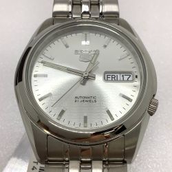 ▲▲ SEIKO セイコー セイコー5 腕時計 海外モデル 自動巻き 裏蓋スケルトン SNK355 シルバー Sランク