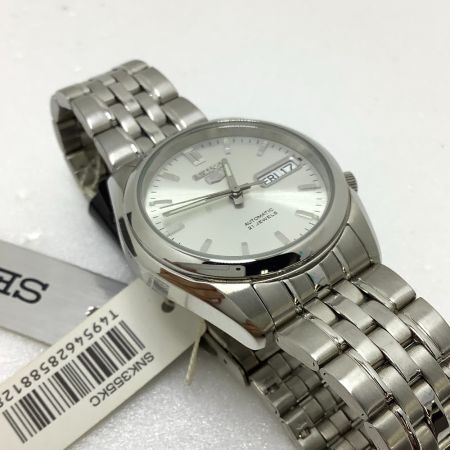  SEIKO セイコー セイコー5 腕時計 海外モデル 自動巻き 裏蓋スケルトン SNK355 シルバー
