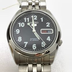 ▲▲ SEIKO セイコー セイコー5 腕時計  海外モデル 自動巻き 裏蓋スケルトン SNK381 文字盤ブラック Sランク